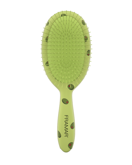 Add a splash of personality to your station with the Framar Extra Dirty Detangle Brush in the playful Extra Olives design. This stylist-favorite brush is made to glide through even the toughest tangles—gently and efficiently—without pulling or causing unnecessary breakage.