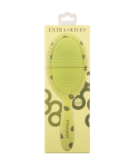 Add a splash of personality to your station with the Framar Extra Dirty Detangle Brush in the playful Extra Olives design. This stylist-favorite brush is made to glide through even the toughest tangles—gently and efficiently—without pulling or causing unnecessary breakage.