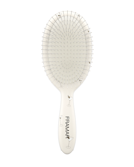 Shake up your styling routine with the Framar Extra Dirty Detangle Brush in the chic Martini Mood design. This must-have tool tackles tangles effortlessly while being gentle on the hair—making it a go-to for busy stylists and everyday use.