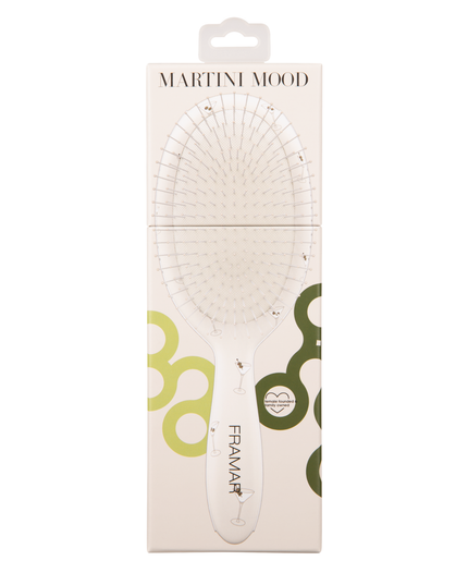 Shake up your styling routine with the Framar Extra Dirty Detangle Brush in the chic Martini Mood design. This must-have tool tackles tangles effortlessly while being gentle on the hair—making it a go-to for busy stylists and everyday use.