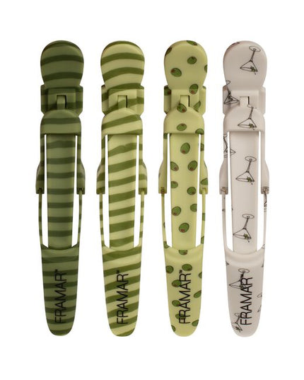 4 pack - rubberized clips - martini patterns.