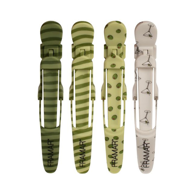 4 pack - rubberized clips - martini patterns.