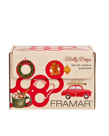 Inspired by nostalgic holiday scenes and timeless winter charm, this foil roll features evergreen trees and iconic red trucks for a warm, vintage Christmas feel.