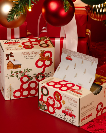 This limited-edition foil brings cozy vintage Christmas vibes to the chair, featuring classic evergreen trees and iconic red trucks for a nostalgic holiday feel your clients will love.
