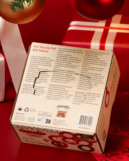 This limited-edition foil brings cozy vintage Christmas vibes to the chair, featuring classic evergreen trees and iconic red trucks for a nostalgic holiday feel your clients will love.