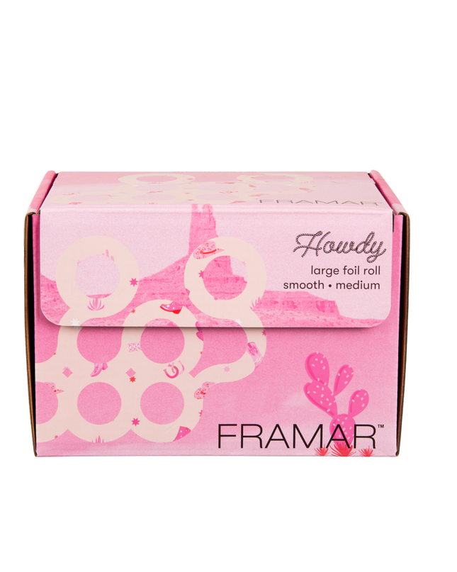 Bring efficiency and creativity to every color service with the Framar Howdy Smooth Roll Foil. Designed for busy salons and stylists who want full control, this extra-long foil roll lets you customize your foil lengths for any technique—while adding a fun, western-inspired vibe to your station.