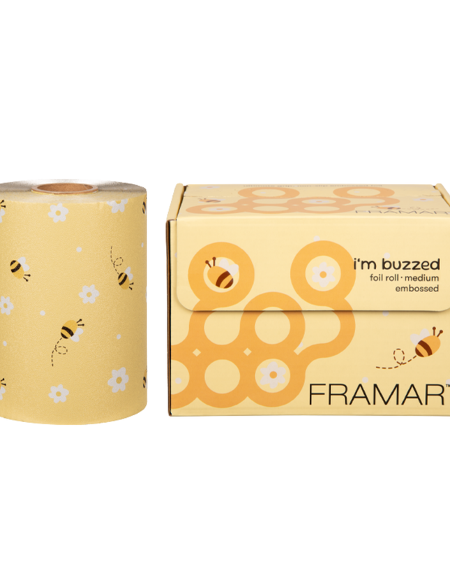 Add a fun touch to your color services with the Framar I’m Buzzed Embossed Roll 320 ft—a professional embossed foil roll designed for superior grip, flexibility, and seamless hair color application.