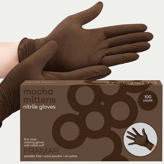 For stylists who like their gloves like their coffee: strong and smooth!

Framar's Mocha Mittens Nitrile Gloves bring all the cozy vibes of your favorite latte straight to the salon. These premium, powder-free gloves don't just look chic—they're designed for serious performance behind the chair.