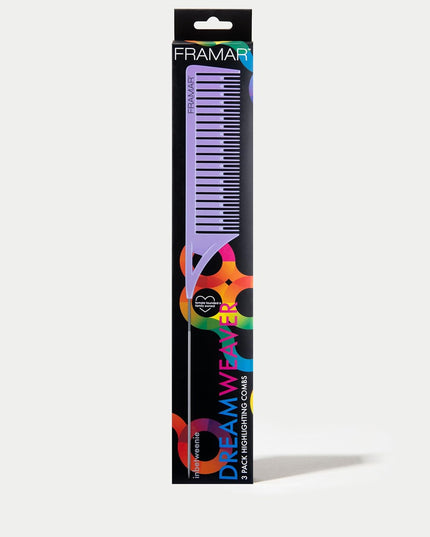 Stylists can shave hours off their highlighting applications with Framar’s brand new Dream Weaver comb set. Three different sized combs quickly and easily separate hair into small sections for highlights. One simple move of the comb creates several even sections ready to be painted, a step that typically requires several minutes of weaving with a pintail.