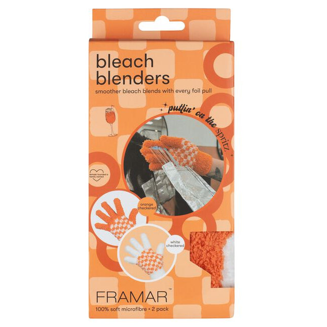 These fluffy textured gloves glide along processed hair removing bleach delicately without causing the friction that a traditional coloring glove would cause. Blend lines of demarcation on hair from bleach without damaging fragile bleached hair. These one size fits all gloves come in a pack of 2, one black and one pink.