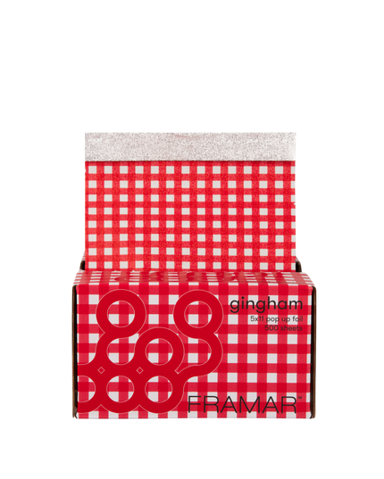 Classic, bold, and made to stand out—Framar Red Gingham Pop Up Foils bring a vintage-inspired red-and-white checkered design to your color station while delivering top-tier professional performance.