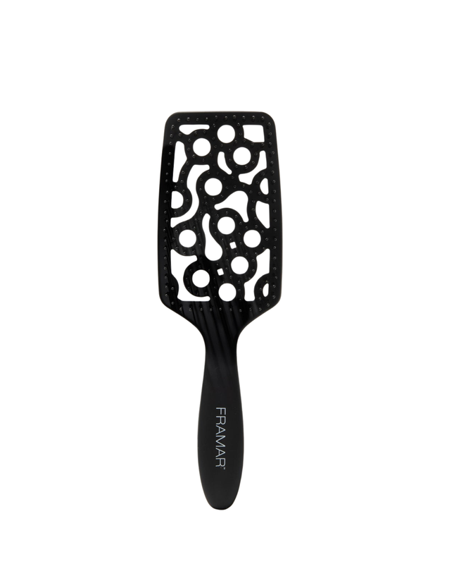 Style and smooth hair in half the time with this aerodynamic detangler designed to hug your scalp and promote airflow.