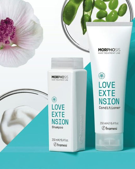 Enriched with Fermented Extract of Althea and Hydrolyzed Soy Proteins, with soothing, softening properties, cleanses gently and hydrates without weighing hair with extensions down, making it easy to detangle. Hair remains extremely easy to comb, soft, and silky.