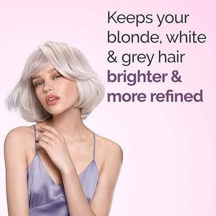 Banish the brass! Gently cleanses hair and keeps blonde/gray/white hair brighter and more refined. Specially formulated to eliminate brassy, yellow tones from blonde and silver hair. Intensely dark, rich violet color offers powerful toning and is excellent for maintaining cooler blondes. Amount of refinement can be controlled by mixing with other Color Lover Shampoos. Designed to alternate with your regular Color Lover shampoo every third wash.