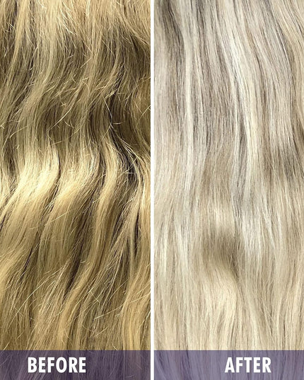 Banish the brass! Gently cleanses hair and keeps blonde/gray/white hair brighter and more refined. Specially formulated to eliminate brassy, yellow tones from blonde and silver hair. Intensely dark, rich violet color offers powerful toning and is excellent for maintaining cooler blondes. Amount of refinement can be controlled by mixing with other Color Lover Shampoos. Designed to alternate with your regular Color Lover shampoo every third wash.