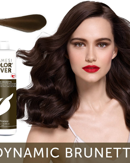 Cool down with DYNAMIC BRUNETTE Cool Brown Shampoo! Gently cleanses hair and keeps brunettes rich, cool, and refined. Specially formulated to enhance cool browns and neutralize warm brown pigments. Perfectly balanced ash-brown pigments fight off unwanted brassy tones while replacing lost pigment with cool brown tones. Excellent for balayage and natural hair colors. Will not build-up, coat or dry out the hair with repeated usage.