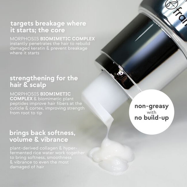 Restructuring, anti-breakage leave-in serum for scalp and hair. Revives and plumps up the hair fibres from within, leaving them strong, full-bodied and silky smooth. It hydrates and rebalances the scalp, leaving the hair stronger and shinier.