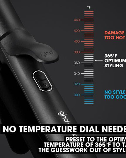 Professional Chronos Classic 1" Tong for up to 3x Faster, HD frizz-free curls and waves that last all day. With curl responsive technology for ultimate heat consistency of 365°F and no extreme heat damage.