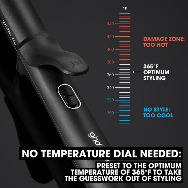 Professional Chronos Classic 1" Tong for up to 3x Faster, HD frizz-free curls and waves that last all day. With curl responsive technology for ultimate heat consistency of 365°F and no extreme heat damage.