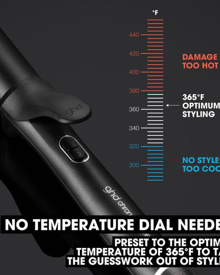 Professional Chronos Grand 1.25" Tong for up to 3X Faster, HD frizz-free bouncy voluminous curls that last all day. With curl responsive technology for ultimate heat consistency of 365°F and no extreme heat damage.