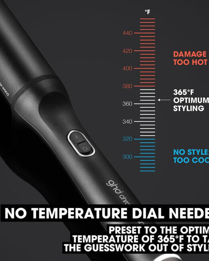 Professional Chronos Max 1.5" Wand for up to 3x faster, HD frizz-free soft waves and looser formed waves that last all day. With curl responsive technology for ultimate heat consistency of 365°F and no extreme heat damage.