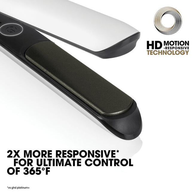 Introducing ghd's professional HD motion-responsive™ styler, ghd chronos; for one stroke high-definition results that last. ghd's most advanced styler, suitable for all hair types. For 3x faster styling and high-definition results.