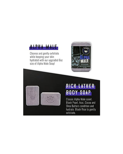 A Gently Exfoliating, Rich-Lather, Heavenly Smelling Brick of Soap. Get a real handle on your grooming routine with The Alpha Male Bar, an all-over brick of man-soap that moisturizes and exfoliates. Shea butter and jojoba seed powder leave you, and your man parts, squeaky clean, topping it off with antioxidant benefits of Acai oil. This baby boasts a super-rich, sulfate-free man lather perfect for shaving or putting your manscaping on point.
