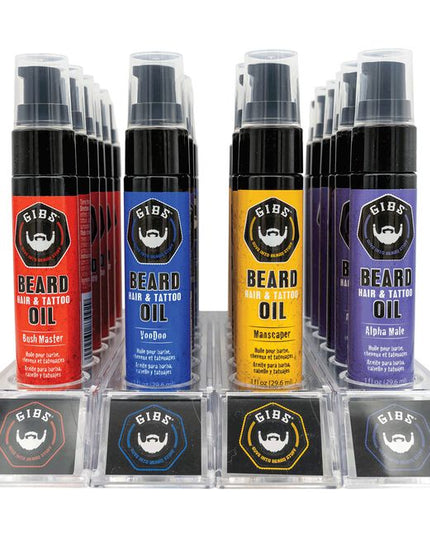 This organizer includes 16 total 1 fl. oz. beard oils but can hold a total of 24 beard oils.