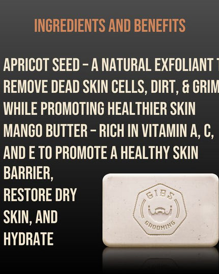 GIBS Grooming's Birchwood exfoliating bar soap is a gentle yet effective way to cleanse your skin. Infused with a captivating Oud fragrance, each use will leave you with the perfect blend of feeling clean and smelling great!