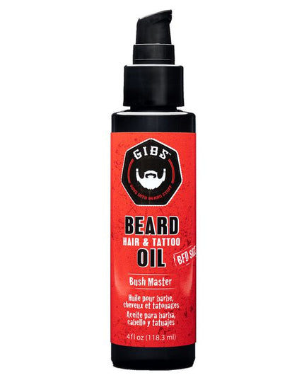 Tame that mane with GIBS Beard, Hair  Tattoo Oils. Olive and Argan oils soften, while sunflower oil strengthens and protects your beard from all the manly things you do. These are beard oils with a bonus: Our natural argan, olive and sunflower oil blend busts the same smooth moves on your hair, adding polish, shine and style to neglected mops. It's also a fantastic tattoo treatment; ink suddenly comes to life against super-conditioned skin. 