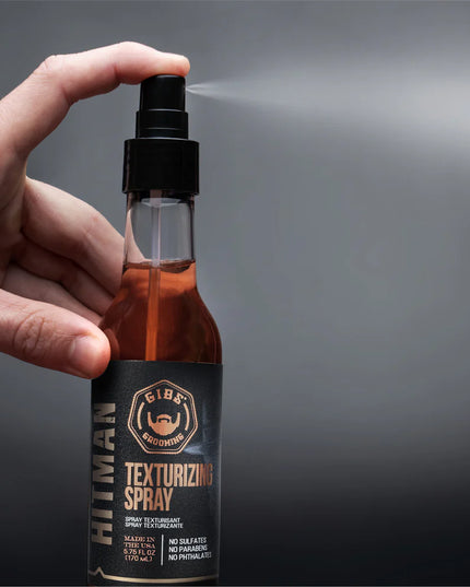 When you're a man on the run, you don't have time to primp and style. With Gib's Hitman Texturizing Spray, all it takes is a one quick shot and a tousle with your fingers for a textured, messy, just-drove-off-in-a-cloud-of-dust look. Topped off with Keratin, Hops and Holy Basil, this spray isn't for the weak hearted (or haired).