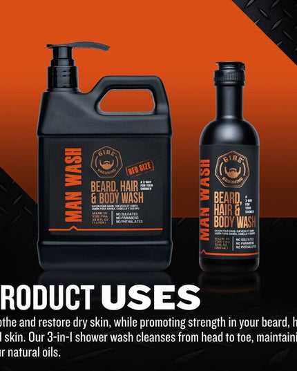 Get the ultimate 3-way with GIBS Man Wash BHB! You’ll instantly experience a rugged fragrant blend of Citrus, Oak Basil using Manwash BHB but it doesn’t stop with only smelling great, this wash also cleanses and conditions your skin naturally with Copaiba Balsam Oil Tea Tree Oils. Don’t stop yet! Hemp Oil Argan Oil finish you off with Proteins and Fatty Acids for strength, healthier growth better manageability.