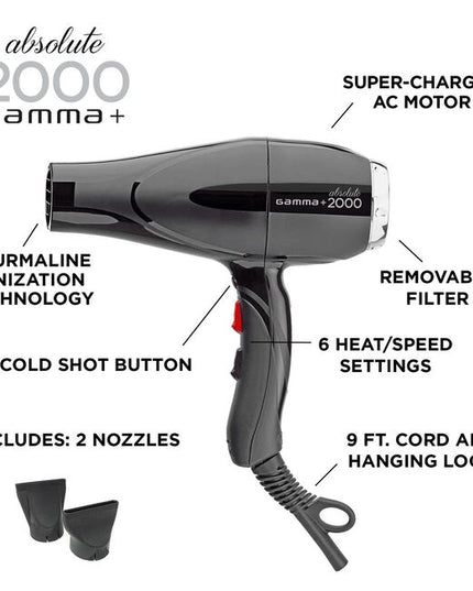 Gamma+ offers the hottest professional dryer in its class– the compact, sleek and powerful Absolute 2000. Designed with the most advanced Gamma+ technology. The finest Italian engineering and 100% Italian manufacturing.
