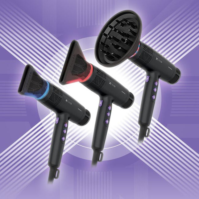 Exhilarating tech meets next-generation performance in the GAMMA+ Xceed Professional Hair Dryer. The high-efficiency digital brushless motor produces up to 120,000 RPM, bringing ultra-concentrated airflow for faster drying, controlled styling, and reduced heat stress. With 12 heat and speed combinations controlled through a sleek LED interface, this hair dryer is the modish answer to every head of hair.