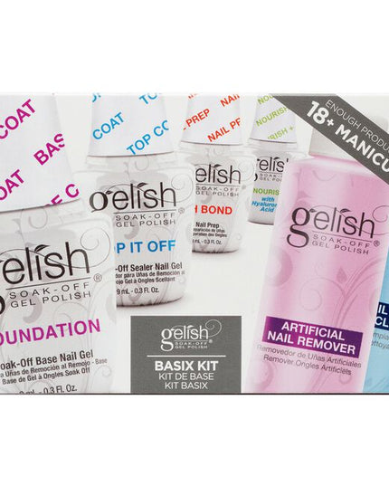 THIS HANDY BASIX STARTER KIT HAS MINI SIZES OF GELISH® SYSTEM ESSENTIALS NEEDED FOR A GELISH® SALON MANICURE.