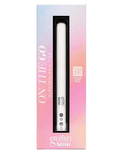 Gelish MINI is thrilled to announce the upcoming launch of the On The Go Electric Nail File for at-home use. The On The Go Electric Nail File has a sleek, light-weight and easy to hold design that has been perfectly crafted for at-home nail DIYers. This electric nail file can be used for shaping, filing, and manicuring the natural nail as well as removing gels and tips. On The Go Electric Nail File has 12 interchangeable bits and 6 sanding bands to cover everything from buffing to cuticle care.
