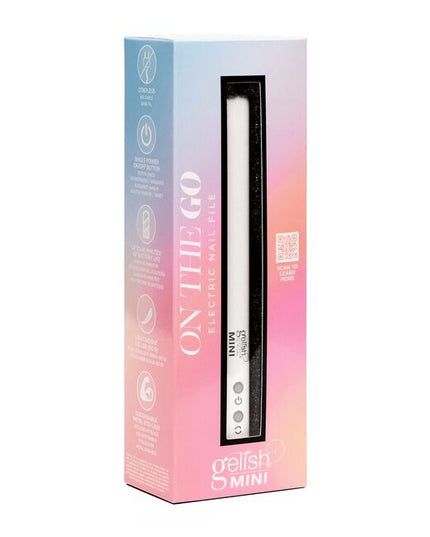 Gelish MINI is thrilled to announce the upcoming launch of the On The Go Electric Nail File for at-home use. The On The Go Electric Nail File has a sleek, light-weight and easy to hold design that has been perfectly crafted for at-home nail DIYers. This electric nail file can be used for shaping, filing, and manicuring the natural nail as well as removing gels and tips. On The Go Electric Nail File has 12 interchangeable bits and 6 sanding bands to cover everything from buffing to cuticle care.