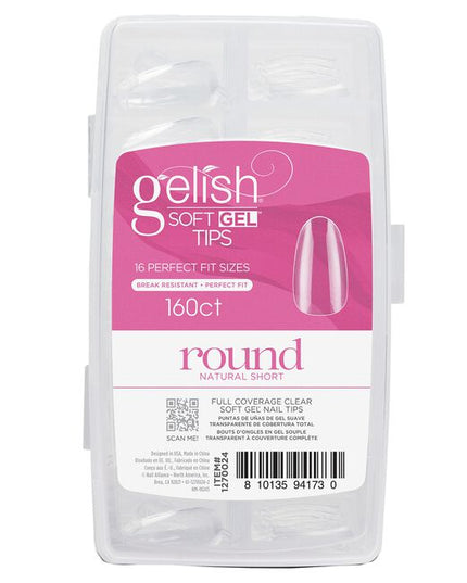 Flawless nails at light speed! Gelish Soft Gel tips are pre-shaped, full coverage nail tips which adhere to the nail using Soft Gel Tip Adhesive. The speed of applying pre-shaped full coverage Soft Gel tips can't be beat, combined with the ligth speed curing of Gelish Gel. You've ever create nails with anything faster than this!