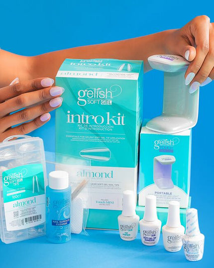 Flawless nails at light speed! Gelish Soft Gel tips are pre-shaped, full coverage nail tips which adhere to the nail using Soft Gel Tip Adhesive. The speed of applying pre-shaped full coverage Soft Gel tips can't be beat, combined with the ligth speed curing of Gelish Gel. You've ever create nails with anything faster than this!