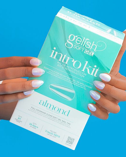 Flawless nails at light speed! Gelish Soft Gel tips are pre-shaped, full coverage nail tips which adhere to the nail using Soft Gel Tip Adhesive. The speed of applying pre-shaped full coverage Soft Gel tips can't be beat, combined with the ligth speed curing of Gelish Gel. You've ever create nails with anything faster than this!