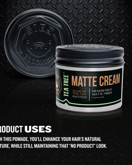 A lightweight cream for a light but lasting hold. Adds texture and flexibility all with a natural matte finish.