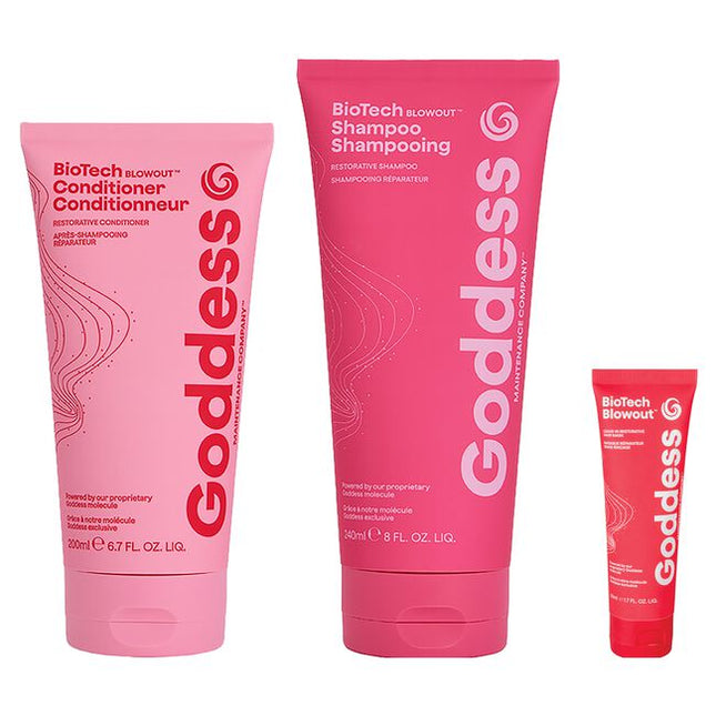 Goddess' BIOPROTECTION™ System is a streamlined, three-part approach designed to support and protect hair at every level and every stage of preparation, from wet to dry, clean to protected. Rather than adding layers of unnecessary ingredients only to remove them later, this system works intelligently with one highly effective, water-soluble molecule. It cleans only what needs to be cleaned, adds only what hair can truly use, and allows performance to build (without the buildup).