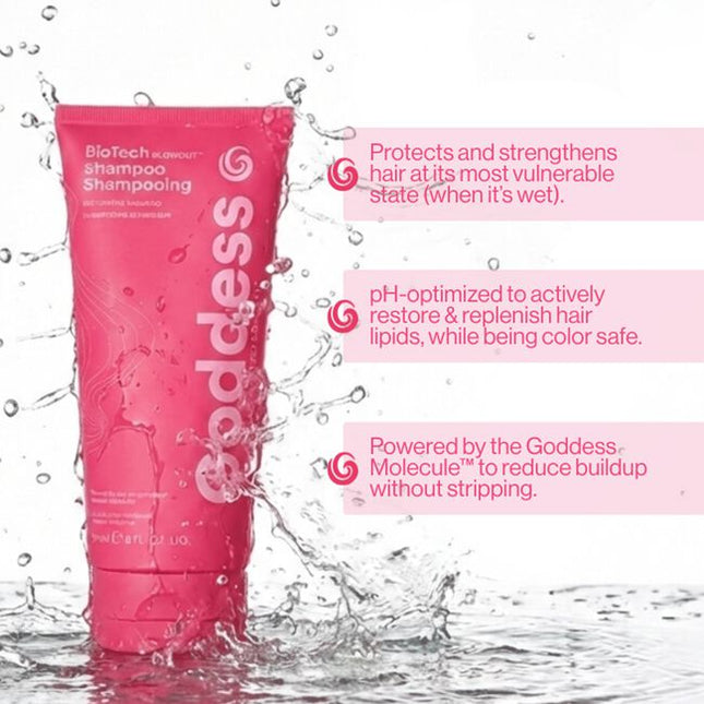 This shampoo cleans with intention, not aggression, removing buildup while preserving the natural oils hair needs to stay soft and manageable. It delivers the right level of clean for every hair type, lifting fine hair without weighing it down and cleansing coarse hair without causing dryness or unwanted volume. Our formula, powered by the Goddess Molecule™, also supports scalp health and hair integrity for consistent hair that stays clean without compromising moisture, texture, or control.