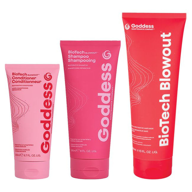 Goddess' BIOPROTECTION™ System is a streamlined, three-part approach designed to support and protect hair at every level and every stage of preparation, from wet to dry, clean to protected. Rather than adding layers of unnecessary ingredients only to remove them later, this system works intelligently with one highly effective, water-soluble molecule. It cleans only what needs to be cleaned, adds only what hair can truly use, and allows performance to build (without the buildup).