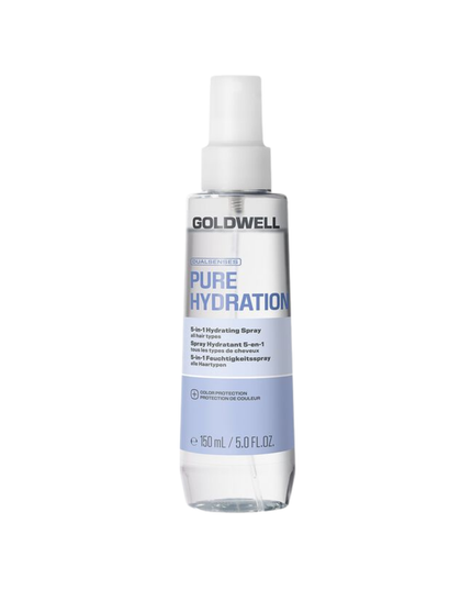 Experience professional hydrating care with the Goldwell Dualsenses Pure Hydration 5-in-1 Hydrating Spray. Developed for all hair types, it instantly hydrates, conditions, and detangles while providing instant heat protection up to 230 °C / 446 °F. With instant anti-static effect. Improves manageability in wet hair and during blow-drying. Spray on towel-dried hair and leave in.