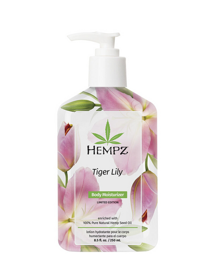 Revitalize your skin with our exclusive limited edition Tiger Lily Body Moisturizer. Infused with pure Hemp Seed Oil for intense hydration and Water Lily Extract to help make your skin look conditioned and moisturized. Flower Power with notes of Lily, Bergamot, Grapefruit and Violet Petals. Nymphaea Alba – Lily root extract that full of antioxidants that help protect the skin from environmental stressors.