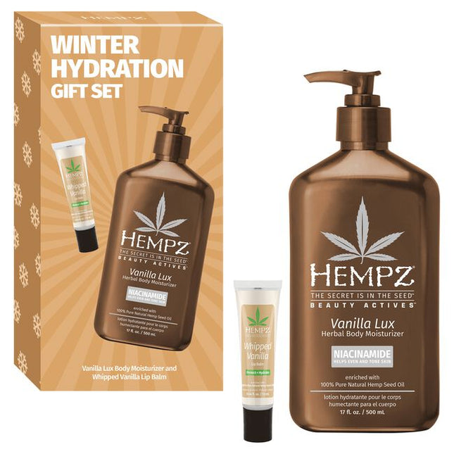 Limited Edition Holiday Duo Kit

Winter Hydration Gift Set Includes:

(1) - Vanilla Lux Body Moisturizer, 17 fl. oz.
(1) - Whipped Vanilla Lip Balm, .44 fl. oz.