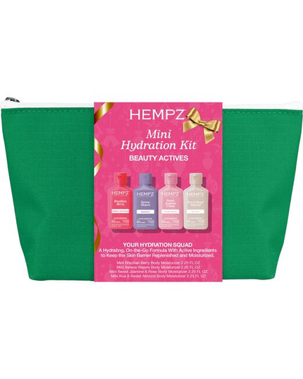 Mini Hydration Moisturizing Beauty Actives Kit Includes:

(1) - Mini Brazilian Berry Body Moisturizer, 2.25 fl. oz.
(1) - Mini Serene Waters Body Moisturizer, 2.25 fl. oz.
(1) - Mini Sweet Jasmine &amp; Rose Body Moisturizer, 2.25 fl. oz.
(1) - Mini Koa &amp; Sweet Almond Body Moisturizier, 2.25 fl. oz.