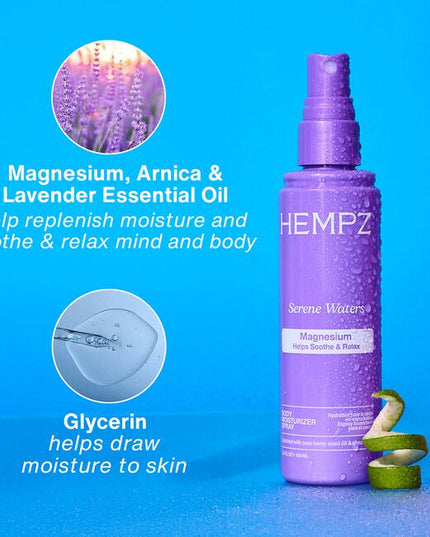 Light-weight hydration moisturizer that also doubles as a fragrance mist. Packed with softening ingredients for a quick moisture boost and easy application. Perfect for hydration on-the-go and for layering with your other Hempz products.