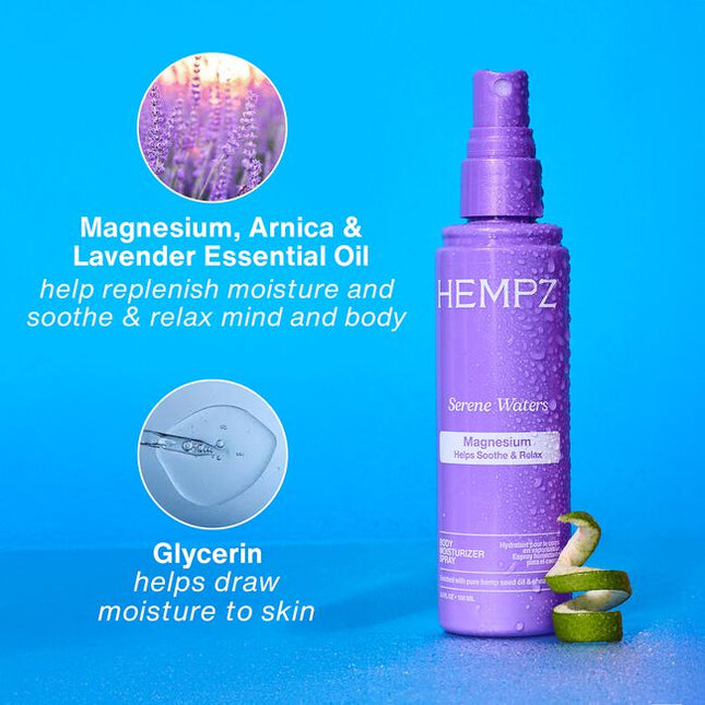 Light-weight hydration moisturizer that also doubles as a fragrance mist. Packed with softening ingredients for a quick moisture boost and easy application. Perfect for hydration on-the-go and for layering with your other Hempz products.